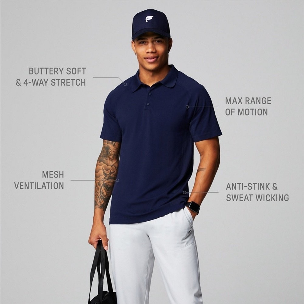 Fabletics The Training Day Polo Deep Navy Blue Short Sleeve Collared - Picture 8 of 8